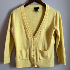 New York & Company Yellow V-Neck Cardigan Sweater Size Small
